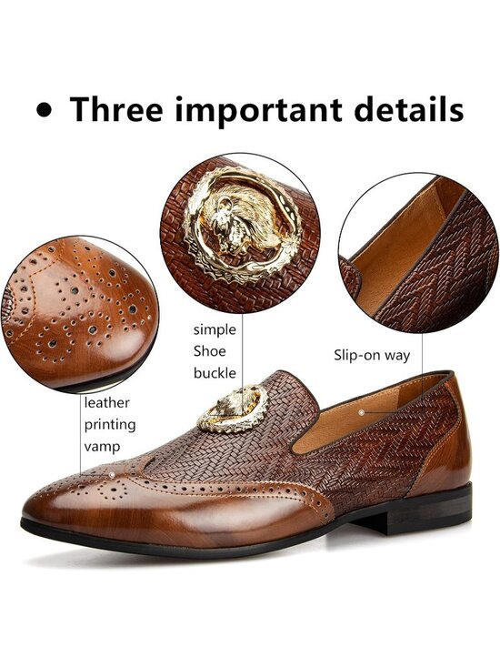 Meijiana Men\'s Brown03 Microfiber Loafers Buckle PU Leather Weeding Dress Shoes